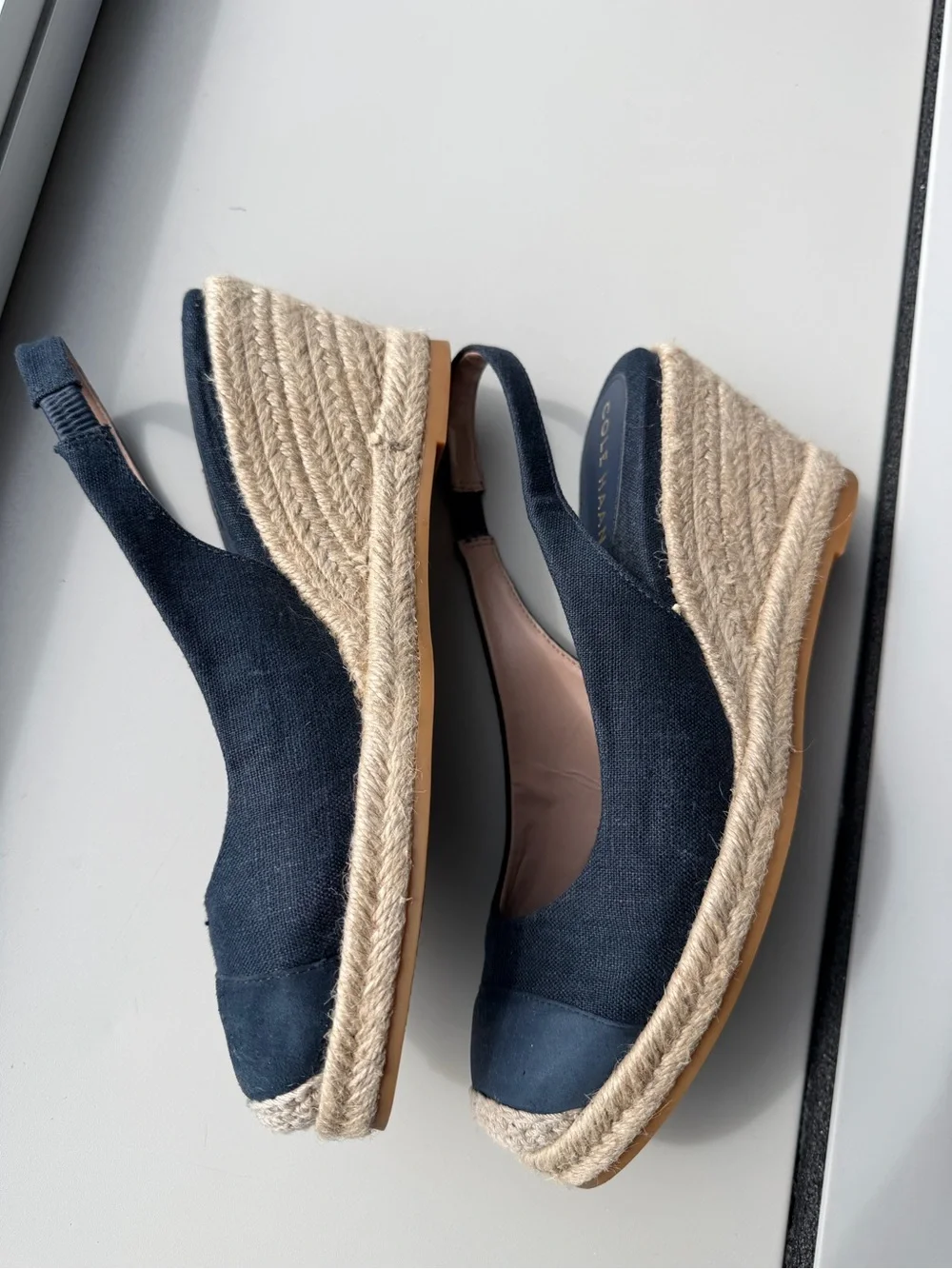 Cole Haan Navy‎ Espadrille Slingback Wedges Coastal Boho Cottagecore 6.5